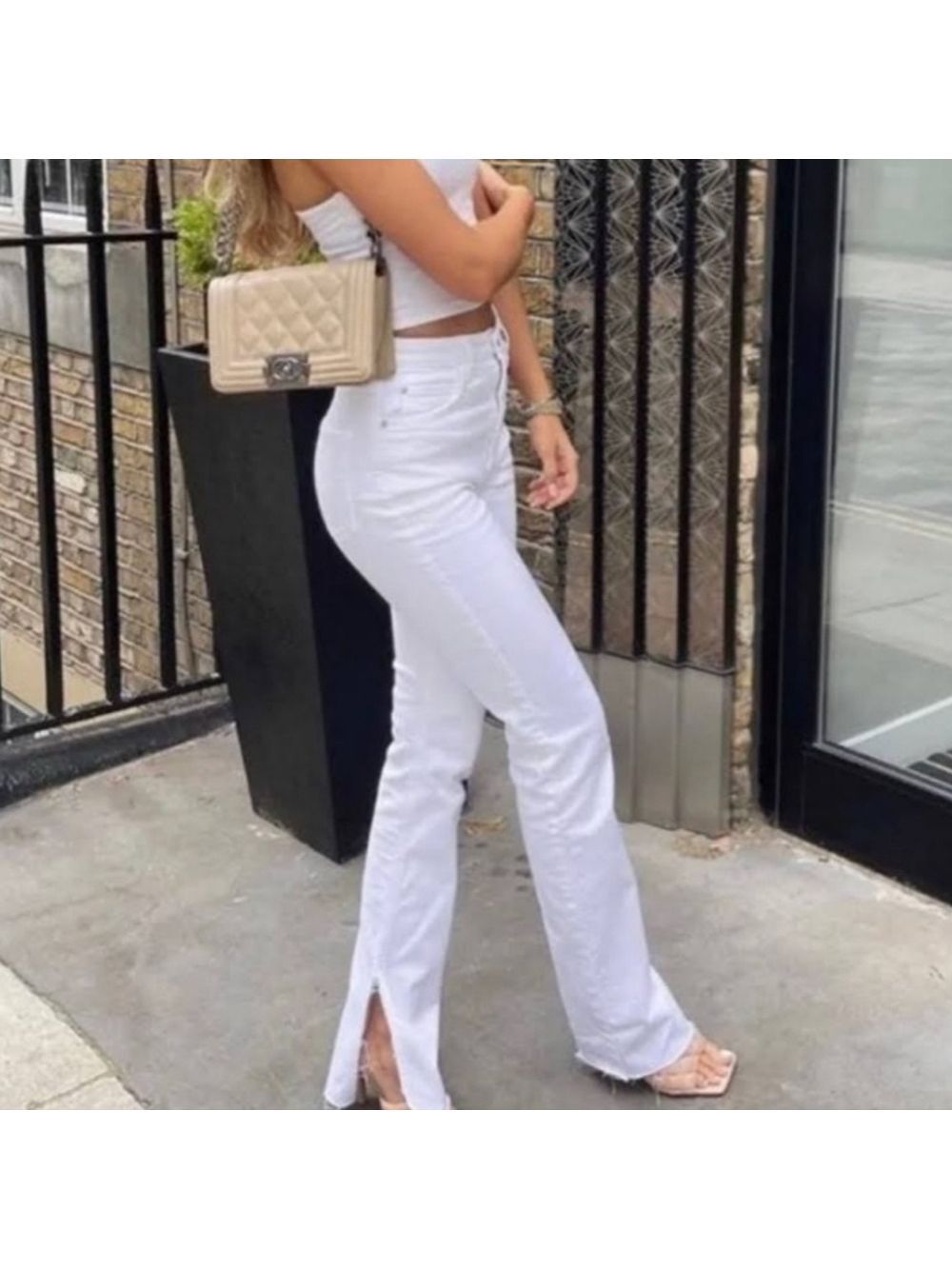 NWT Zara Slim Flare High Rise Jeans With Split Hems, Size 6